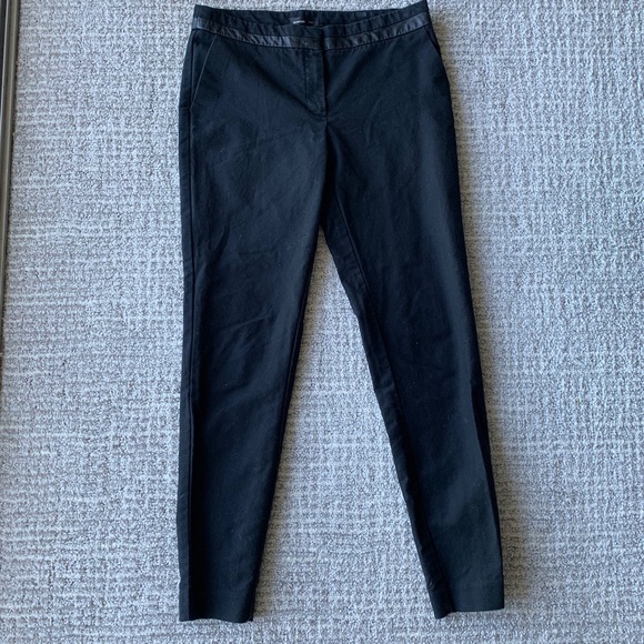 Mango Black Leather Trim Cigarette Pants - Picture 2 of 7